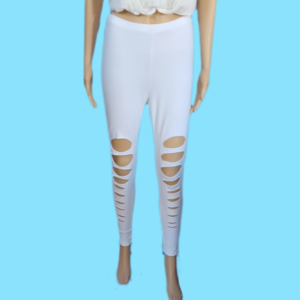 Zenana XL or L handmade torn 80's Style leggings